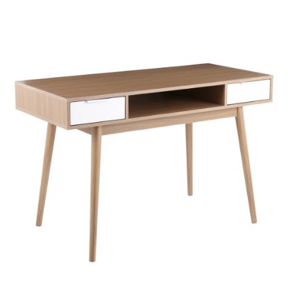 Picture of LumiSource Pebble 48inW Double Computer Desk, Natural/White