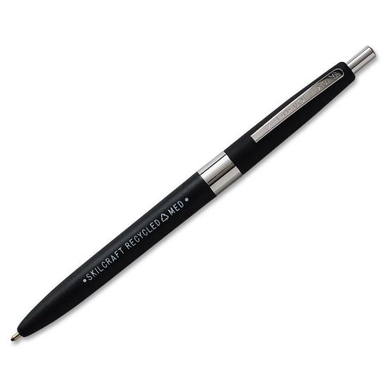 Picture of SKILCRAFT AbilityOne Retractable Ballpoint Pens, Medium Point, 30% Recycled, Black Ink, Box Of 12 Pens