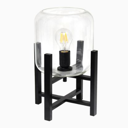 Picture of Simple Designs Wood Mounted Table Lamp, 13-7/16inH, Clear Shade/Black Base