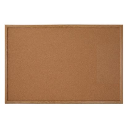 Picture of Office Depot Brand Cork Bulletin Board, 48in x 96in, Wood Frame With Oak Finish