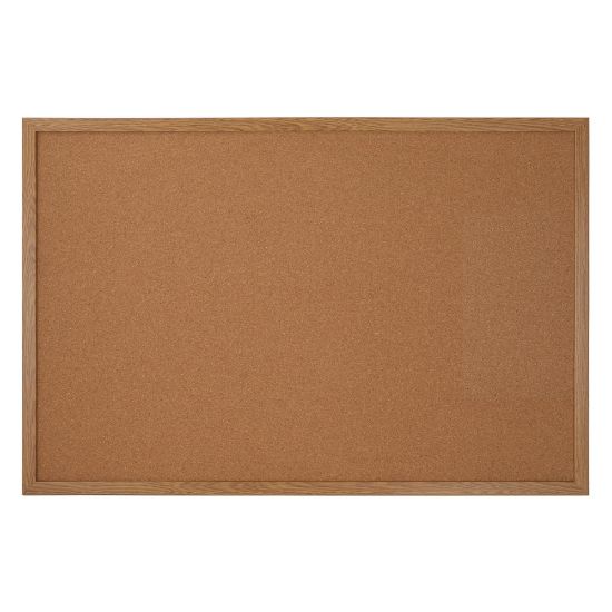 Picture of Office Depot Brand Cork Bulletin Board, 48in x 96in, Wood Frame With Oak Finish