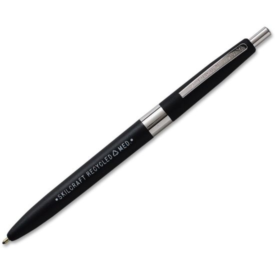 Picture of SKILCRAFT AbilityOne Retractable Ballpoint Pens, Fine Point, 30% Recycled, Black Ink, Box Of 12 Pens