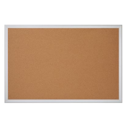 Picture of Office Depot Brand Cork Bulletin Board, 24in x 36in, Aluminum Metal Frame With Silver Finish