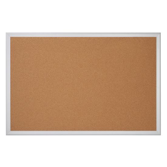 Picture of Office Depot Brand Cork Bulletin Board, 24in x 36in, Aluminum Metal Frame With Silver Finish