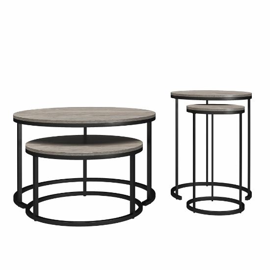 Picture of Ameriwood Home Clarine Nesting Coffee And End Table Bundle, Black/Brown, Set Of 4 Tables