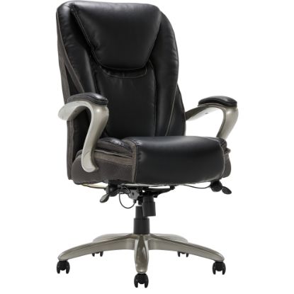 Picture of Serta Smart Layers Hensley Big & Tall Ergonomic Bonded Leather High-Back Office Chair, Black/Silver