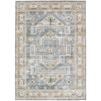 Picture of Linon Washable Indoor Rug, Runa, 5ft x 7ft, Gray/Beige