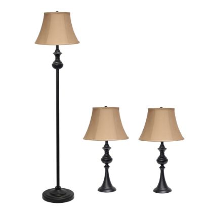 Picture of Elegant Designs Traditionally Crafted Lamp Set, Tan Shade/Restoration Bronze Base, Set Of 3