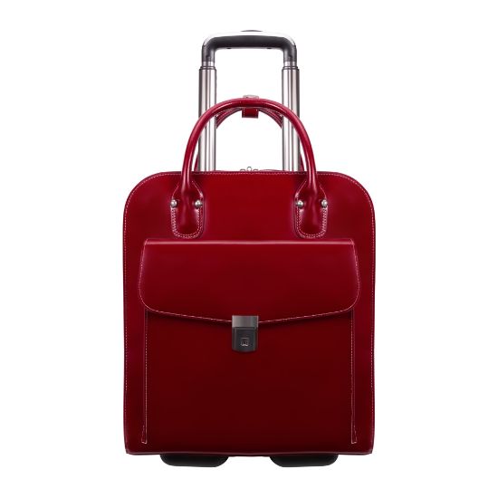 Picture of McKlein Uptown Vertical Wheeled Briefcase with 15in Laptop Pocket, Red