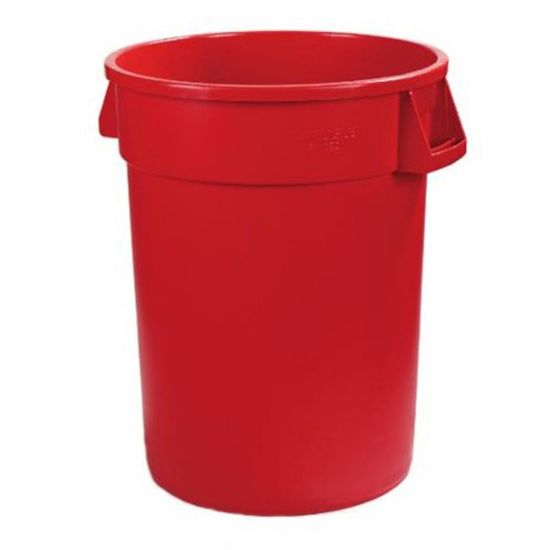 Picture of Carlisle Bronco Round Polyethylene Trash Can, 32 Gallons, Red