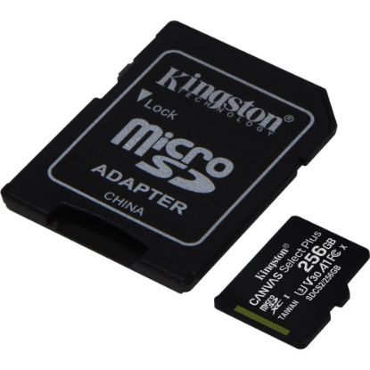 Picture of Kingston Canvas Select Plus SDCS2 256 GB Class 10/UHS-I (U3) microSDXC - 1 Pack - 100 MB/s Read - 85 MB/s Write - Lifetime Warranty