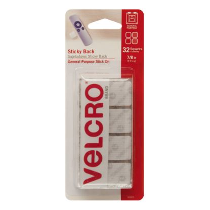 Picture of VELCRO Brand Sticky Back Fastener Squares, 7/8in x 7/8in, White, Pack Of 32