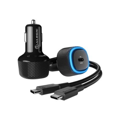 Picture of ALOGIC Rapid - Car power adapter - 60 Watt - Fast Charge, PD (24 pin USB-C) - on cable: USB-C