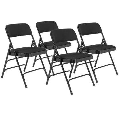 Picture of National Public Seating 2300 Series Deluxe Fabric-Upholstered Triple-Brace Premium Folding Chairs, Midnight Black, Pack Of 4 Chairs