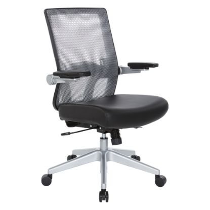 Picture of Office Star Space Seating 867 Series Ergonomic Mesh/Bonded Leather Mid-Back Chair, Black/Silver