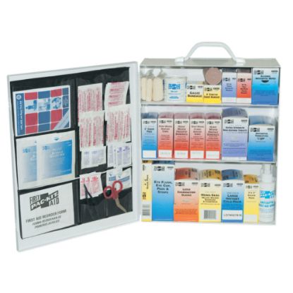 Picture of 3-Shelf Industrial First Aid Station, Steel, Wall Mount