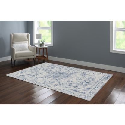 Picture of Linon Washable Indoor Rug, Treville, 5ft x 7ft, Gray/Ivory