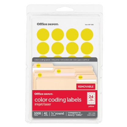 Picture of Office Depot Brand Removable Round Color-Coding Labels, OD98788, 3/4in, Yellow, Pack Of 1,008