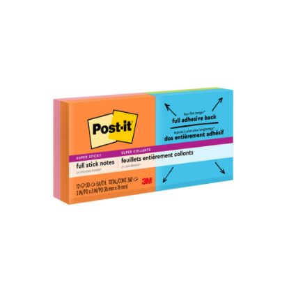 Picture of Post-it Super Sticky Full Stick Notes, 3 in x 3 in, Energy Boost Collection, 25 Sheets Per Pad, Pack Of 16 Pads