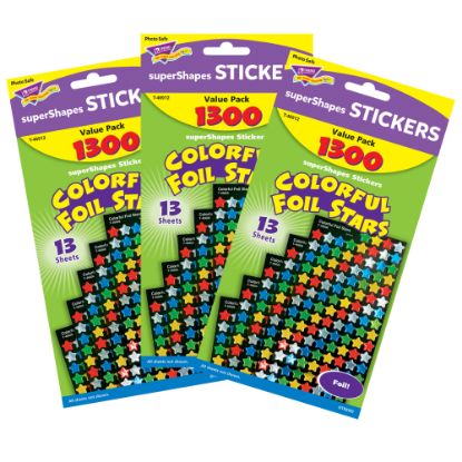 Picture of Trend superShapes Stickers, Colorful Foil Stars, 1,300 Stickers Per Pack, Set Of 3 Packs