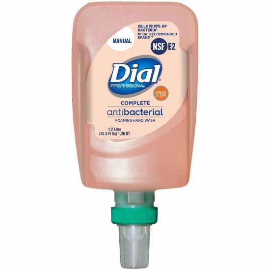 Picture of Dial Complete Antibacterial Foaming Hand Wash - FIT Universal Manual - Original ScentFor - 40.6 fl oz (1200 mL) - Pump Bottle Dispenser - Kill Germs - Hand - Moisturizing - Antibacterial - Peach - Non-drying - 3 / Carton