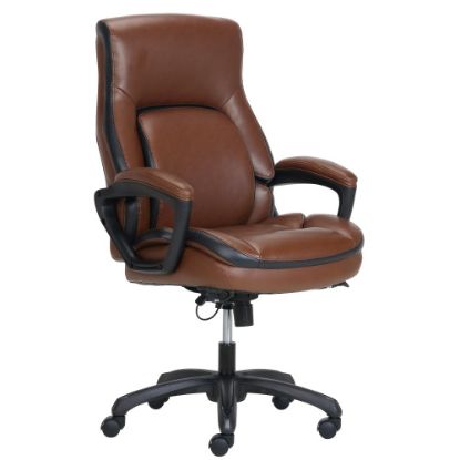 Picture of Shaquille O-Neal Amphion Ergonomic Bonded Leather High-Back Executive Office Chair, Brown/Black