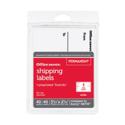 Picture of Office Depot Brand To/From Shipping Label Pad, OD98806, Rectangle, 3 3/4in x 2 5/8in, White, Pack Of 40