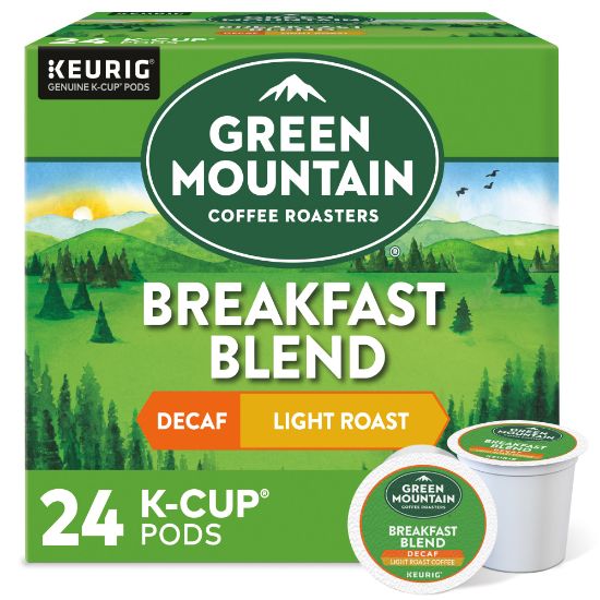 Picture of Green Mountain Coffee Single-Serve Coffee K-Cup Pods, Decaffeinated, Breakfast Blend, Carton Of 24