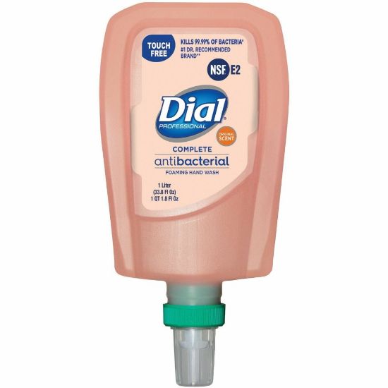 Picture of Dial Complete Antibacterial Foaming Hand Wash - FIT Universal Touch-Free - Original ScentFor - 33.8 fl oz (1000 mL) - Touchless Dispenser - Kill Germs - Hand - Moisturizing - Antibacterial - Peach - Non-drying - 3 / Carton