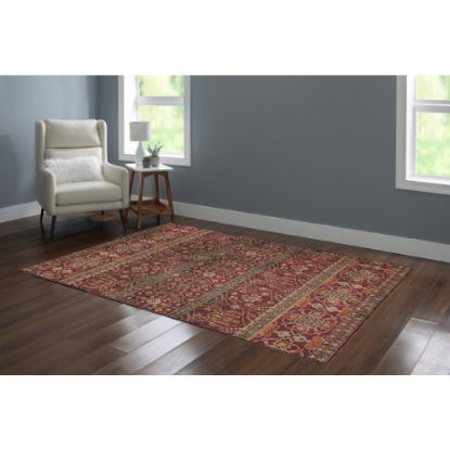 Picture of Linon Washable Indoor Rug, Malin, 5ft x 7ft, Garnet/Ivory