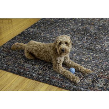 Picture of Linon Washable Indoor Rug, Malin, 5ft x 7ft, Teal/Ivory