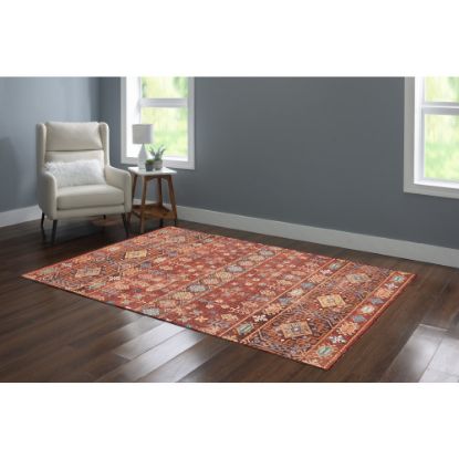 Picture of Linon Washable Indoor Rug, Anaka, 5ft x 7ft, Red/Ivory