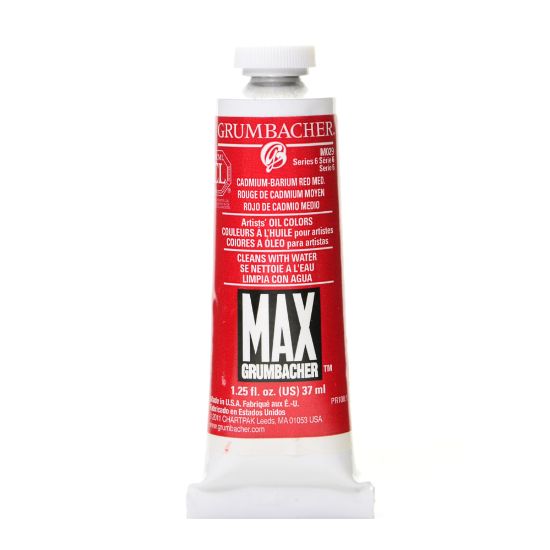 Picture of Grumbacher Max Water Miscible Oil Colors, 1.25 Oz, Cadmium Barium Red Medium