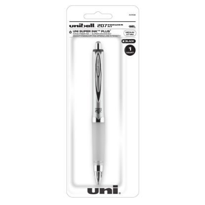 Picture of uni-ball 207 Premier Retractable Gel Pen, 0.7 mm, Medium Point, Silver Barrel, Black Ink