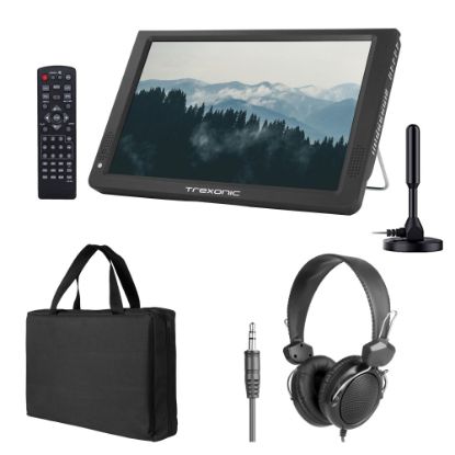 Picture of Trexonic Portable Rechargeable 14in LED TV With Amplified Antenna, Carry Bag And Headphones, Black, 995117419M