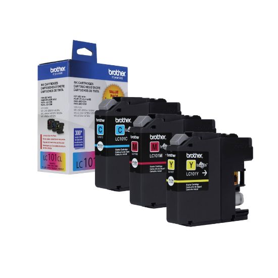 Picture of Brother LC101 Cyan, Magenta, Yellow Ink Cartridges, Pack Of 3, LC101-3PKS