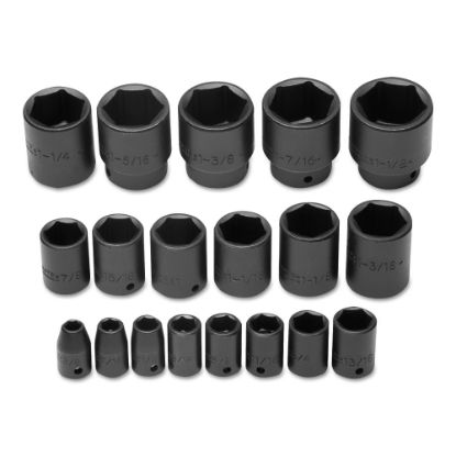 Picture of PROTO 19-Piece Impact Socket Set, SAE, 1/2in Drive, 3/8in to 1-1/2in Opening, 6-Point