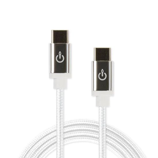 Picture of Limitless Innovations CableLinx Elite USB-C To USB-C Charge And Sync Braided Cable, White, USBC-C72-002-GC