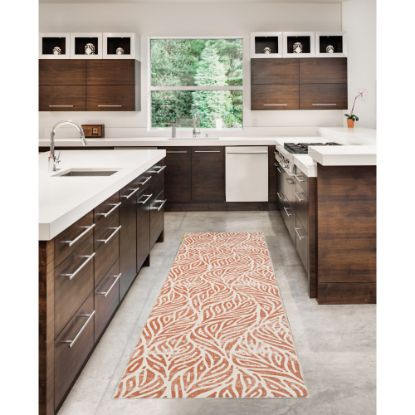 Picture of Linon Washable Indoor Rug, Brigid, 2ft x 8ft, Ivory/Rust