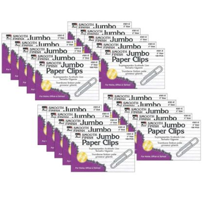 Picture of Charles Leonard Jumbo Gem Paper Clips, 100 Clips Per Box, Pack Of 20 Boxes, 2in, Silver, 2,000 Clips