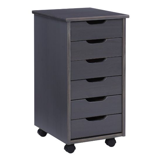 Picture of Linon Casimer 6-Drawer Rolling Home Office Storage Cart, Grey