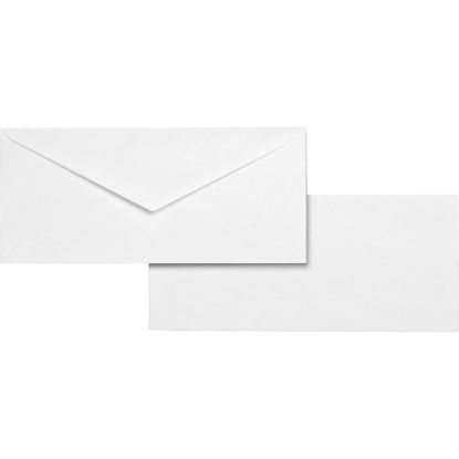 Picture of Business Source No. 10 White Wove V-Flap Business Envelopes - Business - #10 - 9 1/2in Width x 4 1/8in Length - 24 lb - Gummed - Wove - 500 / Box - White