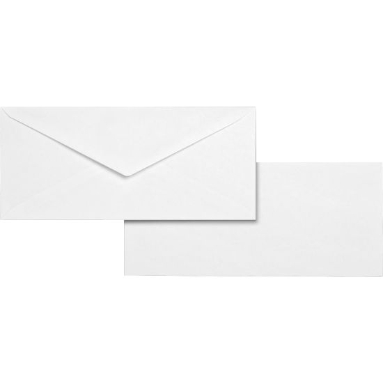 Picture of Business Source No. 10 White Wove V-Flap Business Envelopes - Business - #10 - 9 1/2in Width x 4 1/8in Length - 24 lb - Gummed - Wove - 500 / Box - White