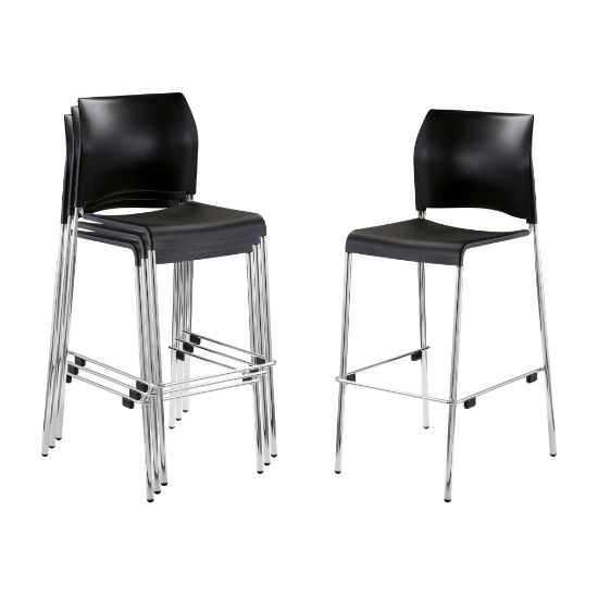 Picture of National Public Seating 8800 Series Cafetorium Plastic Stack Chairs, Black/Chrome, Set Of 4 Chairs