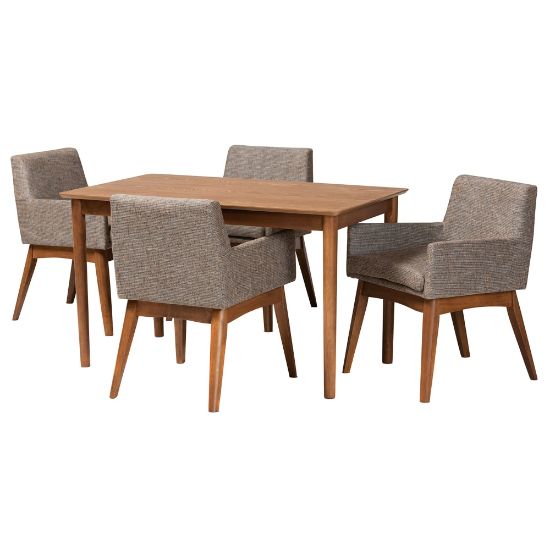 Picture of Baxton Studio Dorina 5-Piece Dining Set, Gravel/Walnut