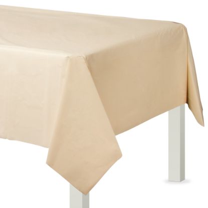 Picture of Amscan Flannel-Backed Vinyl Table Covers, 54in x 108in, Vanilla Creme, Set Of 2 Covers