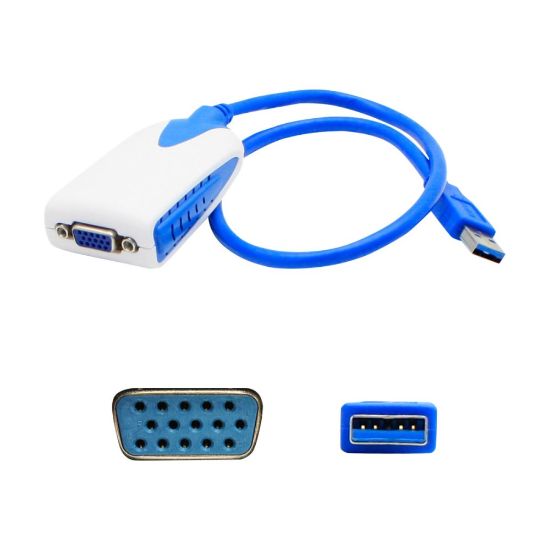 Picture of AddOn 8in USB 3.0 (A) to VGA Adapter - External video adapter - USB 3.0 - D-Sub - blue