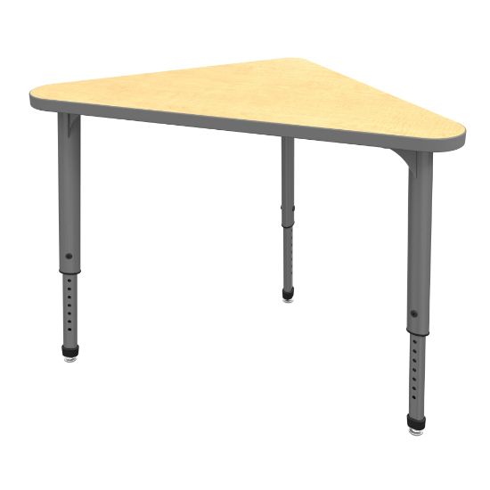 Picture of Marco Group Apex Series Adjustable Triangle 41inW Student Desk, Fusion Maple/Gray