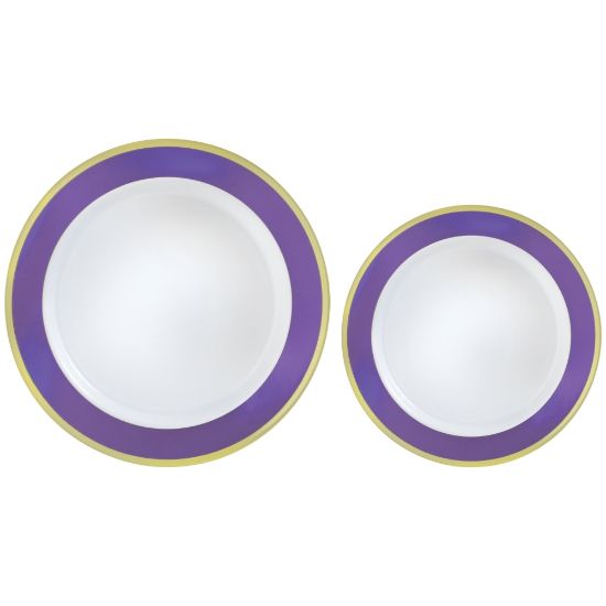 Picture of Amscan Round Hot-Stamped Plastic Bordered Plates, New Purple, Pack Of 20 Plates