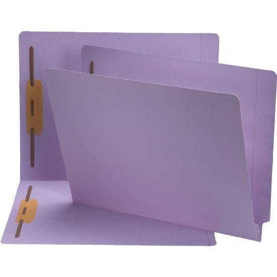 Picture of Smead End-Tab Color Fastener Folders with Shelf-Master Reinforced Tab, 8 1/2in x 11in, Letter Size, Lavender, Box Of 50 Folders